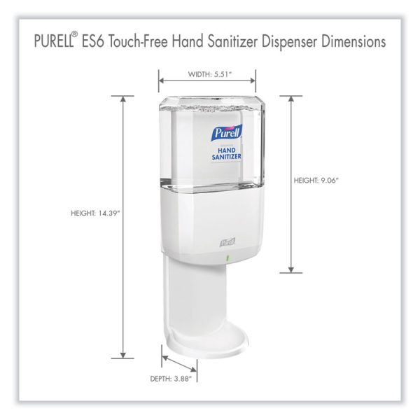 Es6 Touch Free Hand Sanitizer Dispenser, 1,200 Ml, 5.25 X 8.56 X 12.13, White - Image 5