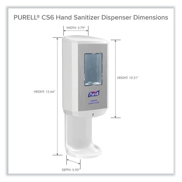 Cs6 Hand Sanitizer Dispenser, 1,200 Ml, 5.79 X 3.93 X 15.64, White - Image 5