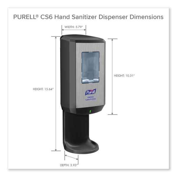 Cs6 Hand Sanitizer Dispenser, 1,200 Ml, 5.79 X 3.93 X 15.64, Graphite - Image 5