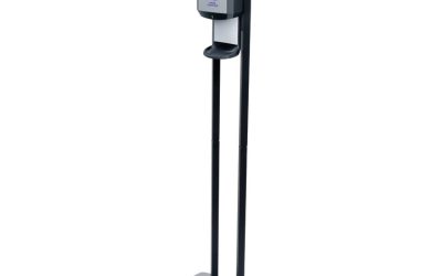Cs6 Hand Sanitizer Floor Stand With Dispenser, 1,200 Ml, 13.5 X 5 X 28.5, Graphite/silver
