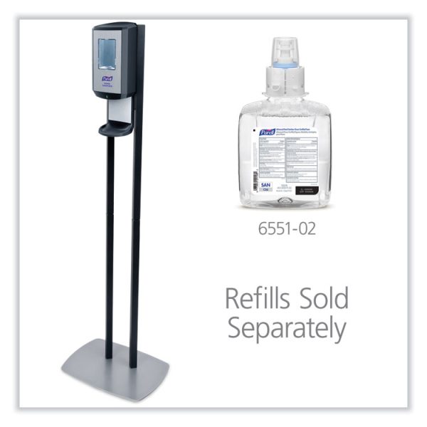 Cs6 Hand Sanitizer Floor Stand With Dispenser, 1,200 Ml, 13.5 X 5 X 28.5, Graphite/silver - Image 2