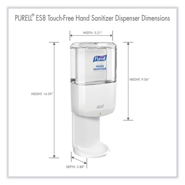 Es8 Touch Free Hand Sanitizer Dispenser, 1,200 Ml, 5.25 X 8.56 X 12.13, White - Image 5