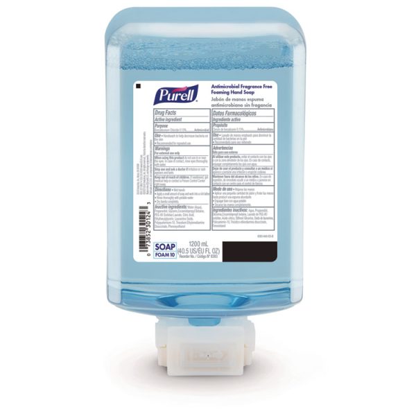 Antimicrobial Fragrance Free Foaming Hand Soap, For ES10 Dispensers, 1,200 mL Refill, 2/Carton - Image 2