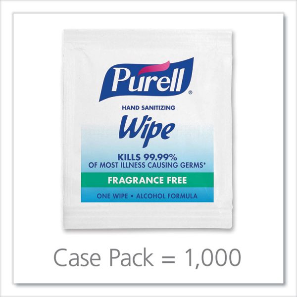 Premoistened Sanitizing Hand Wipes, Individually Wrapped, 5 x 7, Unscented, White, 1,000/Carton - Image 2