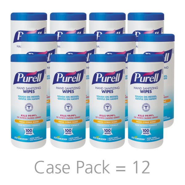 Premoistened Hand Sanitizing Wipes, 5.78 x 7, Fresh Citrus, White, 100/Canister, 12 Canisters/Carton - Image 2