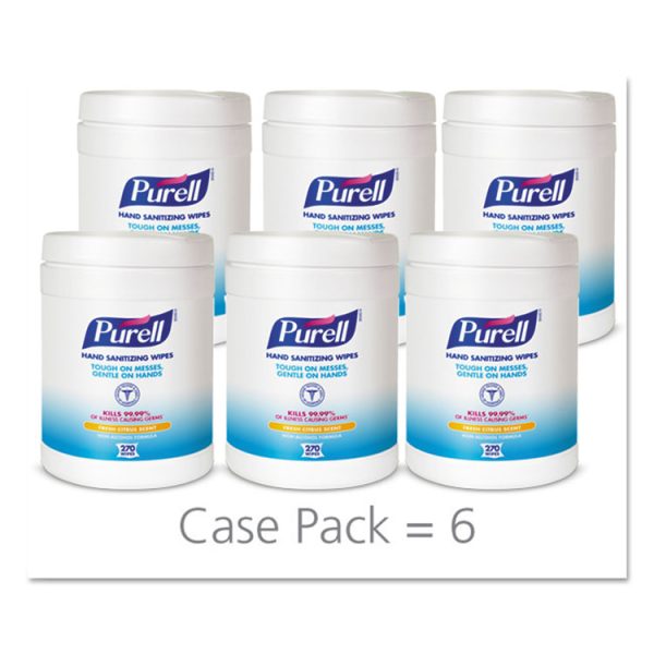 Sanitizing Hand Wipes, 6.75 x 6, Fresh Citrus, White, 270/Canister, 6 Canisters/Carton - Image 2