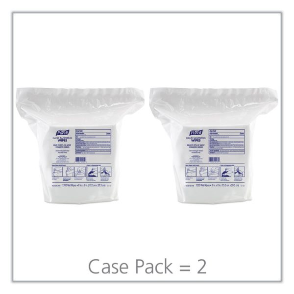 Hand Sanitizing Wipes, 6 x 8, Fresh Citrus Scent, White, 1,200/Refill Pouch, 2 Refills/Carton - Image 2