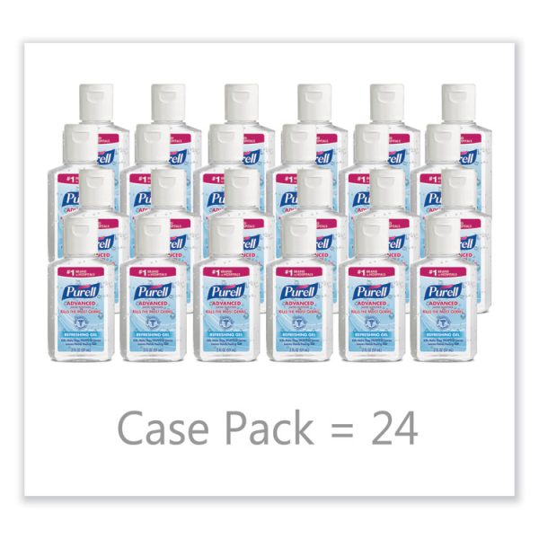 Advanced Hand Sanitizer Refreshing Gel, 2 oz, Flip-Cap Bottle, Clean Scent, 24/Carton - Image 2