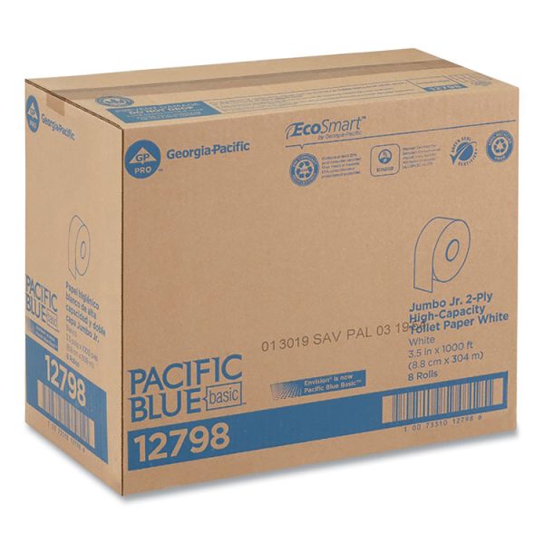 Jumbo Jr. Bathroom Tissue Roll, Septic Safe, 2-Ply, White, 3.5" x 1,000 ft, 8 Rolls/Carton - Image 5