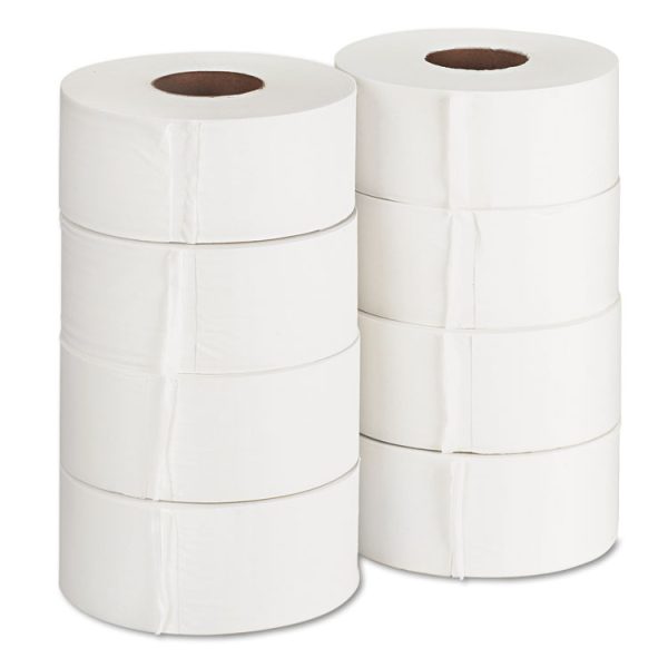 Jumbo Jr. Bath Tissue Roll, Septic Safe, 2-Ply, White, 3.5" x 1,000 ft, 8 Rolls/Carton - Image 2
