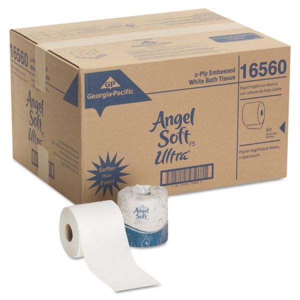 Angel Soft ps Ultra 2-Ply Premium Bathroom Tissue, Septic Safe, White, 400 Sheets/Roll, 60/Carton - Image 4