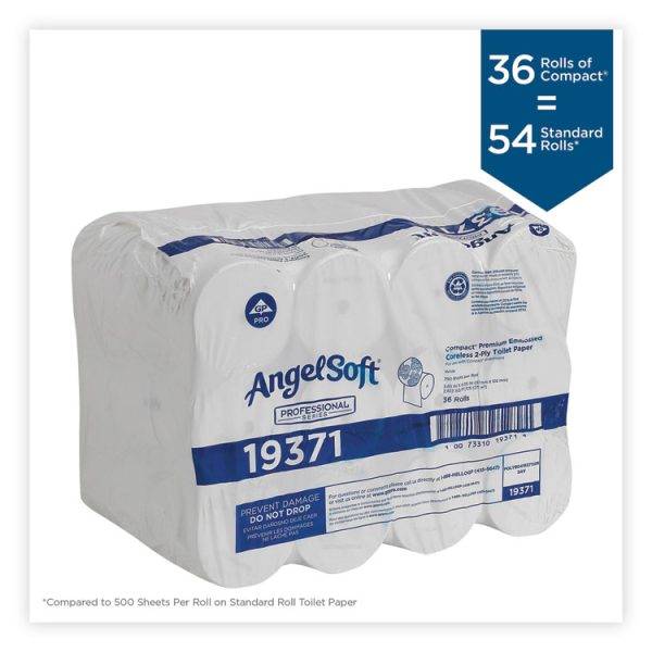 Compact Coreless Bath Tissue, Septic Safe, 2-Ply, White, 750 Sheets/roll, 36/carton - Image 4
