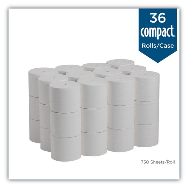 Compact Coreless Bath Tissue, Septic Safe, 2-Ply, White, 750 Sheets/roll, 36/carton - Image 3
