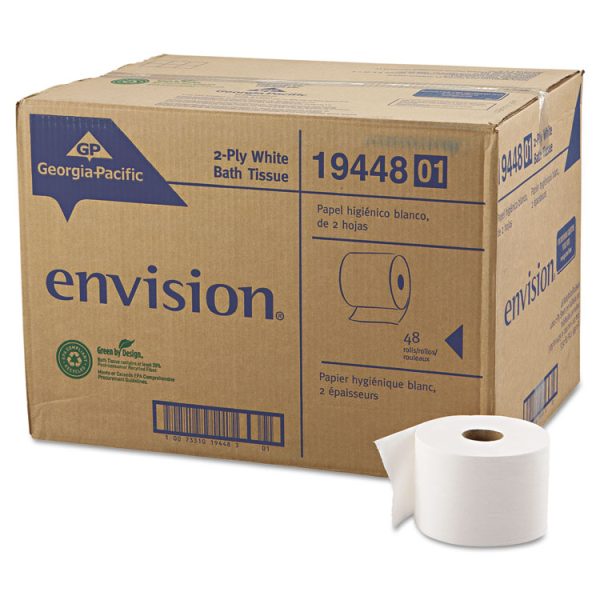Pacific Blue Basic High-Capacity Bathroom Tissue, Septic Safe, 2-Ply, White, 1,000 Sheets/roll, 48 Rolls/carton - Image 2