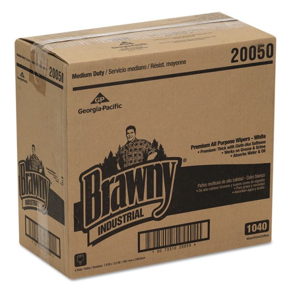 Medium Duty Premium DRC Wipers, 7.78 x 13.25, Unscented, White, 260/Roll, 4 Rolls/Carton - Image 2