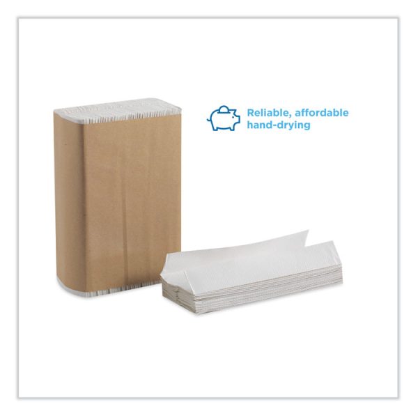 Pacific Blue Basic Folded Paper Towel, 1-Ply, 9.2 x 9.4, White, 250/Pack, 16 Packs/Carton - Image 3