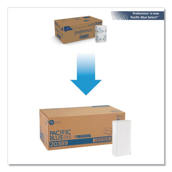 Pacific Blue Select Folded Paper Towels, 1-Ply, 9.2 x 9.4, White, 250/Pack, 16 Packs/Carton - Image 2