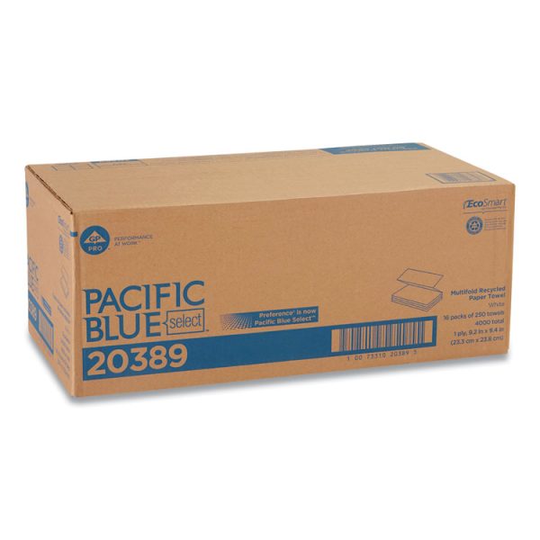 Pacific Blue Select Folded Paper Towels, 1-Ply, 9.2 x 9.4, White, 250/Pack, 16 Packs/Carton - Image 5