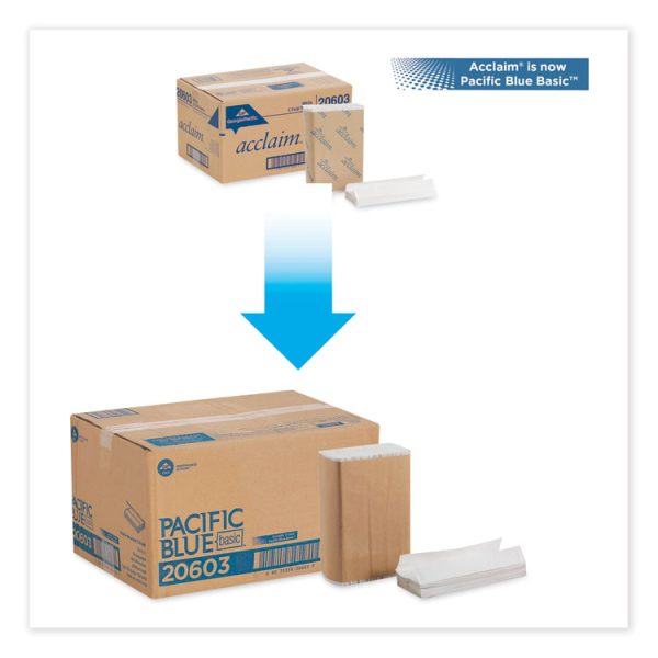 Pacific Blue Basic C-Fold Paper Towels, 1-Ply, 10.1 x 13.2, White, 240/Pack, 10 Packs/Carton - Image 2