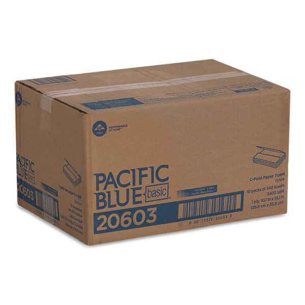 Pacific Blue Basic C-Fold Paper Towels, 1-Ply, 10.1 x 13.2, White, 240/Pack, 10 Packs/Carton - Image 5