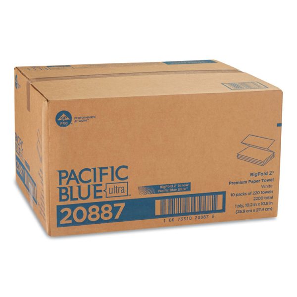 Pacific Blue Ultra Folded Paper Towels, 1-Ply, 10.2 x 10.8, White, 220/Pack, 10 Packs/Carton - Image 5