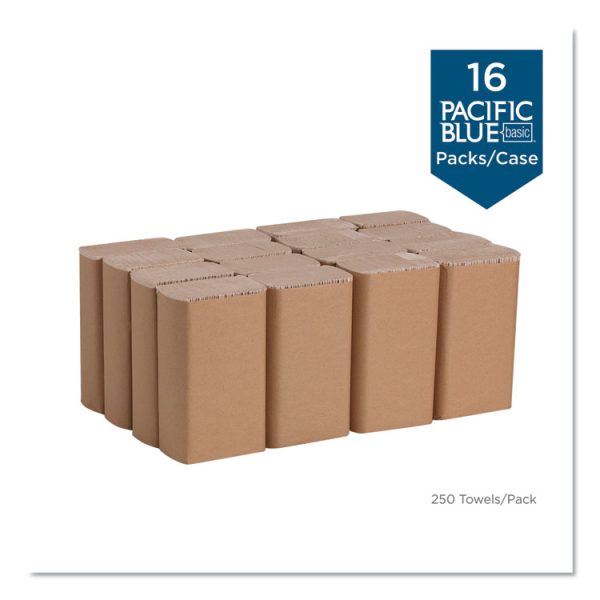 Pacific Blue Basic M-Fold Paper Towels, 1-Ply, 9.2 x 9.4, Brown, 250/Pack, 16 Packs/Carton - Image 4