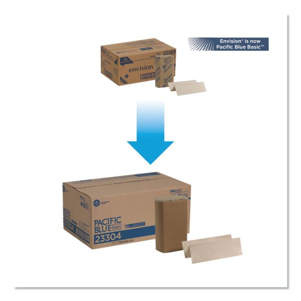 Pacific Blue Basic M-Fold Paper Towels, 1-Ply, 9.2 x 9.4, Brown, 250/Pack, 16 Packs/Carton - Image 2