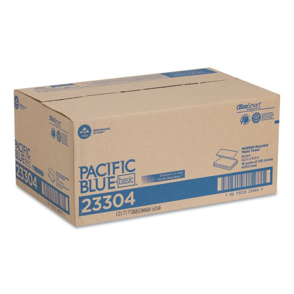 Pacific Blue Basic M-Fold Paper Towels, 1-Ply, 9.2 x 9.4, Brown, 250/Pack, 16 Packs/Carton - Image 5