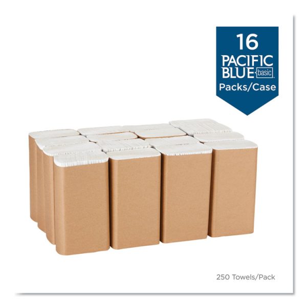Pacific Blue Basic M-Fold Paper Towels, 1-Ply, 9.2 x 9.4, White, 250/Pack, 16 Packs/Carton - Image 4