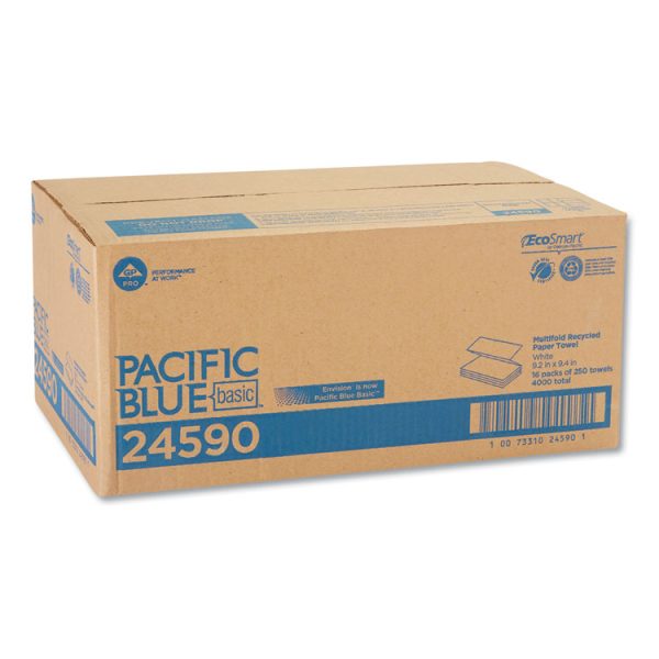 Pacific Blue Basic M-Fold Paper Towels, 1-Ply, 9.2 x 9.4, White, 250/Pack, 16 Packs/Carton - Image 5