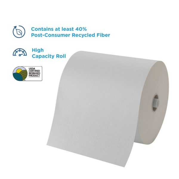 Pacific Blue Ultra Paper Towels, 1-Ply, 7.87" x 1,150 ft, White, 6 Rolls/Carton - Image 2