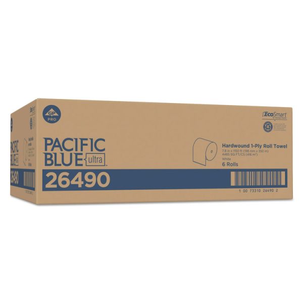 Pacific Blue Ultra Paper Towels, 1-Ply, 7.87" x 1,150 ft, White, 6 Rolls/Carton - Image 3
