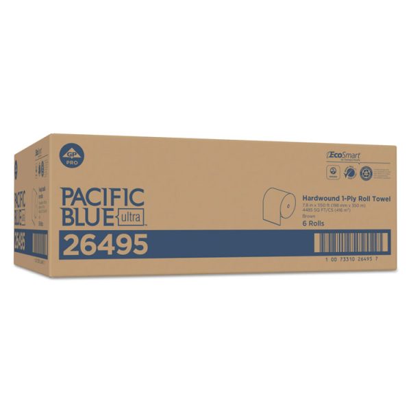 Pacific Blue Ultra Paper Towels, 1-Ply, 7.87" x 1,150 ft, Natural, 6 Rolls/Carton - Image 3
