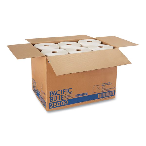 Pacific Blue Select Premium Nonperf Paper Towels, 2-Ply, 7.88 x 350 ft, White, 12 Rolls/Carton - Image 3