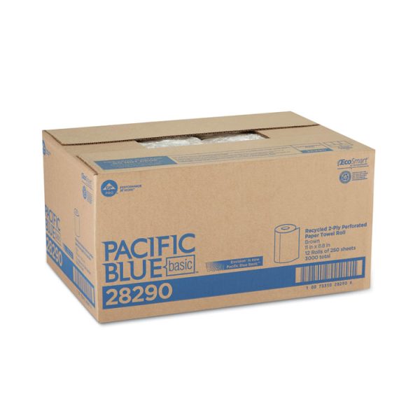 Pacific Blue Basic Jumbo Perforated Kitchen Roll Paper Towels, 2-Ply, 11 x 8.8, Brown, 250/Roll, 12 Rolls/Carton - Image 5