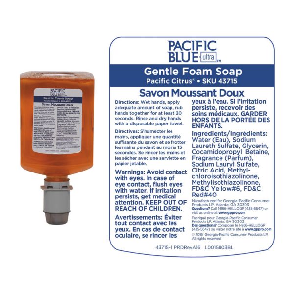 Pacific Blue Ultra Foam Soap Manual Dispenser Refill, Pacific Citrus, 1,200 mL, 4/Carton - Image 4