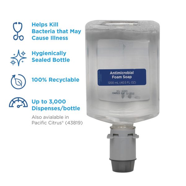 Pacific Blue Ultra Foam Soap Manual Dispenser Refill, Antimicrobial, Unscented, 1,200 mL, 4/Carton - Image 2