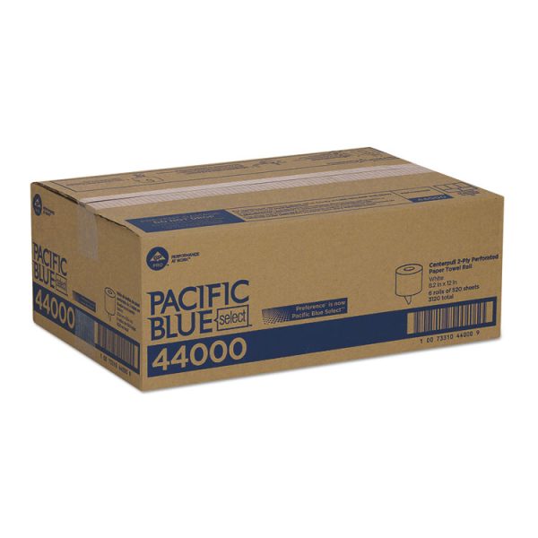 Pacific Blue Select 2-Ply Center-Pull Perf Wipers, 2-Ply, 8.25 x 12, White, 520/Roll, 6 Rolls/Carton - Image 5