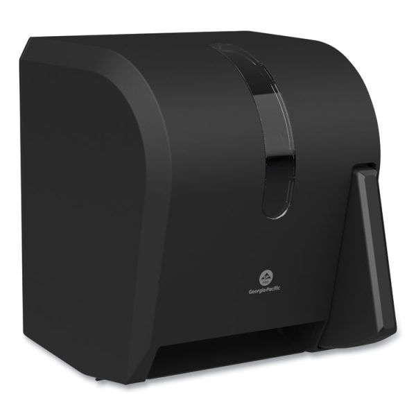 Hygienic Push-Paddle Roll Towel Dispenser, 13 X 10 X 14.4, Black - Image 2