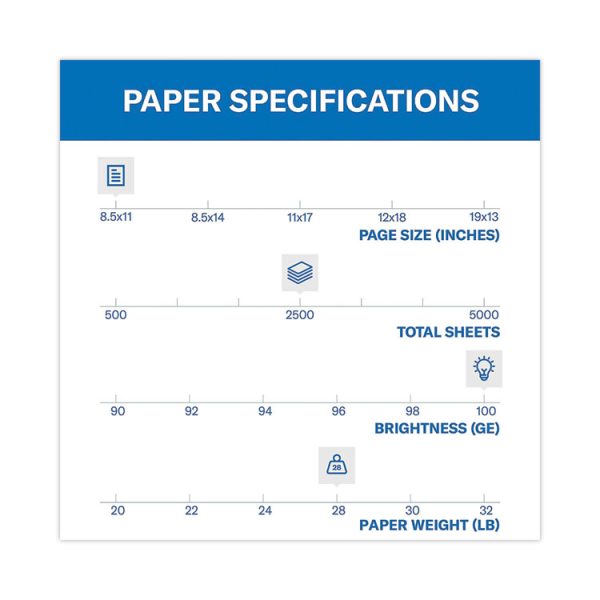 Premium Color Copy Print Paper, 100 Bright, 28 lb Bond Weight, 8.5 x 11, Photo White, 500 Sheets/Ream, 5 Reams/Carton - Image 3