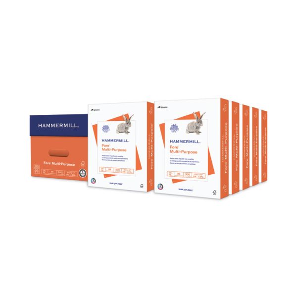 Fore Multipurpose Print Paper, 96 Bright, 20 lb Bond Weight, 8.5 x 11, White, 500 Sheets/Ream, 10 Reams/Carton