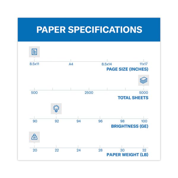 Copy Plus Print Paper, 92 Bright, 20 lb Bond Weight, 8.5 x 11, White, 500 Sheets/Ream, 10 Reams/Carton - Image 3