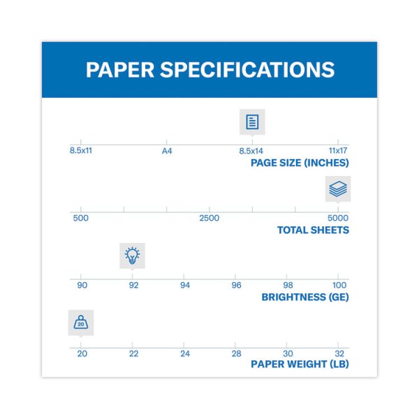 Copy Plus Print Paper, 92 Bright, 20 lb Bond Weight, 8.5 x 14, White, 500 Sheets/Ream, 10 Reams/Carton - Image 3