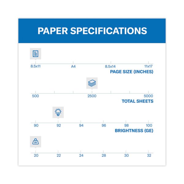 Copy Plus Print Paper, 92 Bright, 20 lb Bond Weight, 8.5 x 11, White, 500 Sheets/Ream, 5 Reams/Carton - Image 3