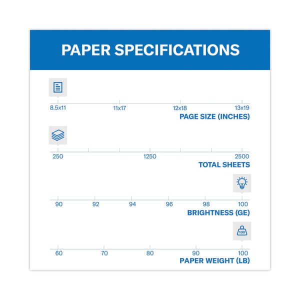 Premium Color Copy Cover, 100 Bright, 100 lb Cover Weight, 8.5 x 11, 250 Sheets/Pack, 6 Packs/Carton - Image 3