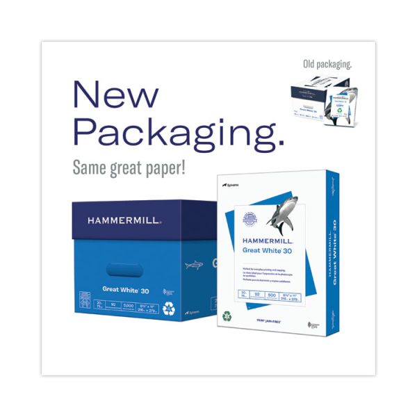 Great White 30 Recycled Print Paper, 92 Bright, 20 lb Bond Weight, 8.5 x 11, White, 500 Sheets/Ream, 10 Reams/Carton - Image 2