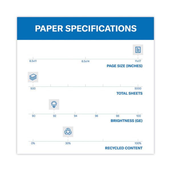 Great White 30 Recycled Print Paper, 92 Bright, 20 lb Bond Weight, 11 x 17, White, 500/Ream - Image 3
