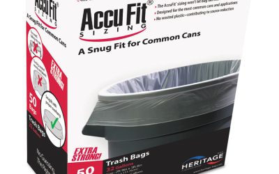 Linear Low Density Can Liners With Accufit Sizing, 32 Gal, 0.9 Mil, 33″ X 44″, Clear, 50/box