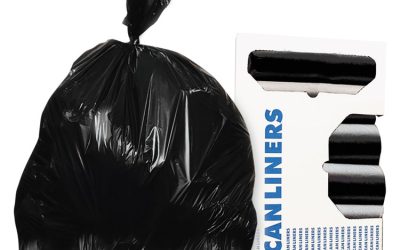 Linear Low Density Can Liners with AccuFit Sizing, 55 gal, 1.3 mil, 40″ x 53″, Black, 20 Bags/Roll, 5 Rolls/Carton