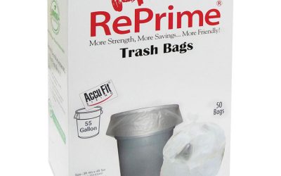 Linear Low Density Can Liners with AccuFit Sizing, 55 gal, 0.9 mil, 40″ x 53″, Clear, 50 Bags/Box, 3 Boxes/Carton